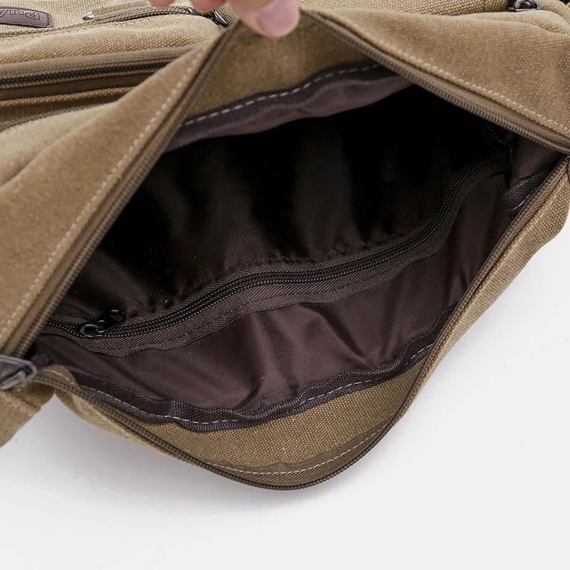 Sac bandoulière rétro universel multi-poches en toile de grande taille