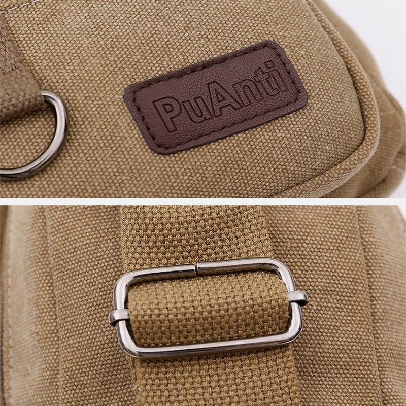 Sac bandoulière rétro universel multi-poches en toile de grande taille