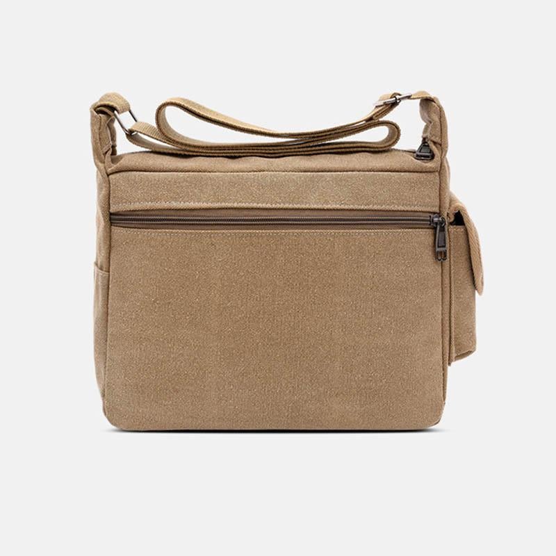 Sac bandoulière rétro universel multi-poches en toile de grande taille