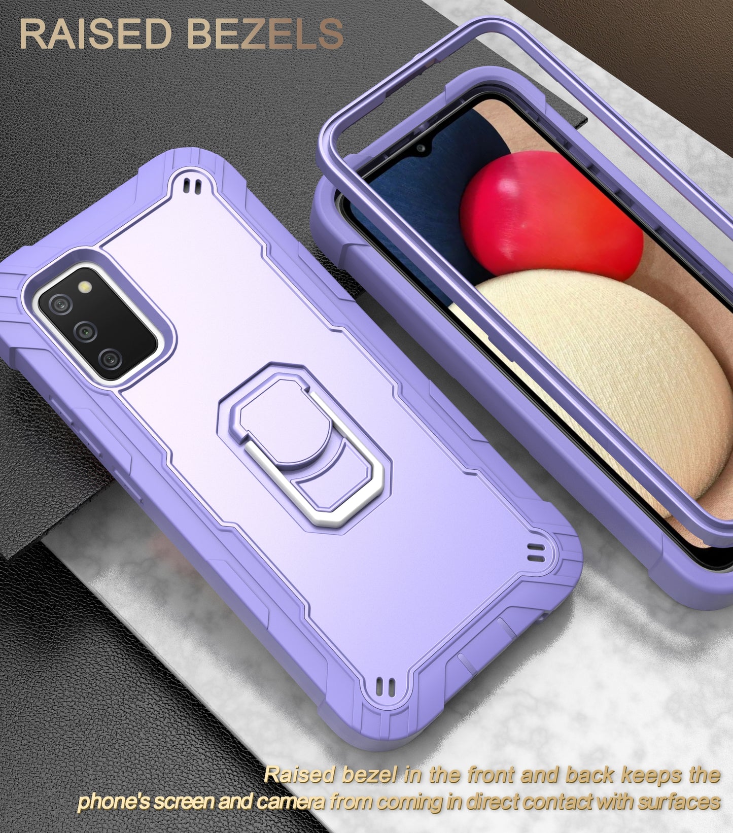 Étui antichoc avec support en métal pour Samsung A02S (EU)