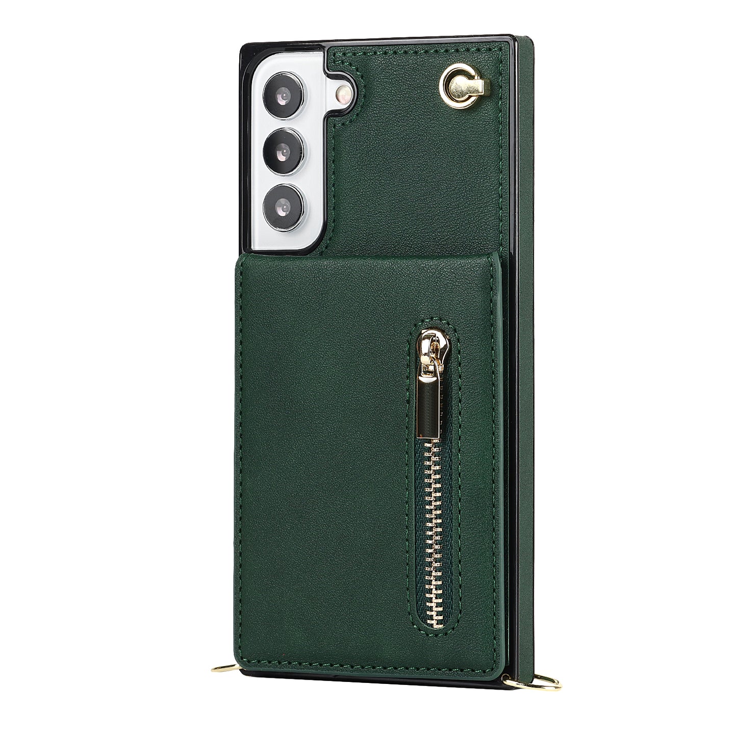Nouvelle coque portefeuille à fermeture éclair avec bandoulière pour Samsung S21FE