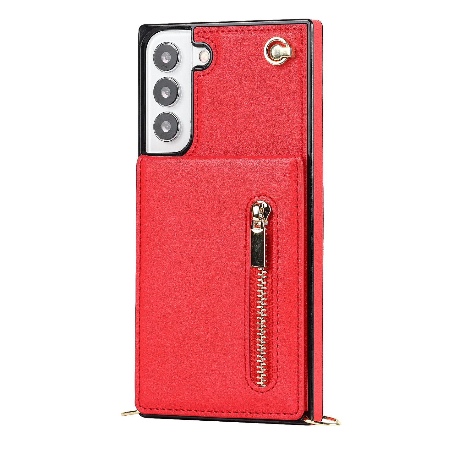 Nouvelle coque portefeuille à fermeture éclair avec bandoulière pour Samsung S21FE