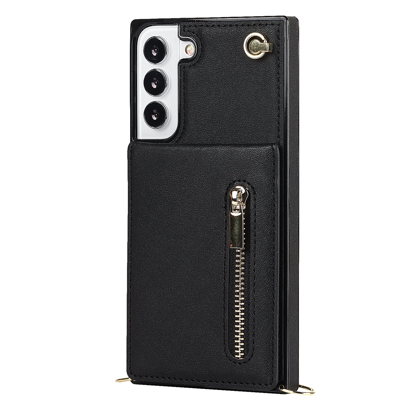 Nouvelle coque portefeuille à fermeture éclair avec bandoulière pour Samsung S21FE