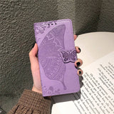 Luxury Embossed Butterfly Leather Wallet Flip Case For Samsung A71