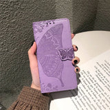Luxury Embossed Butterfly Leather Wallet Flip Case For Samsung A12