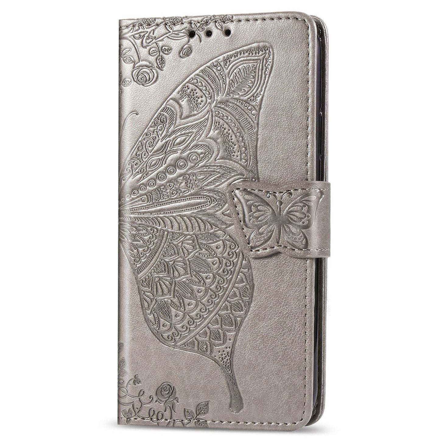 Étui portefeuille à rabat en cuir avec papillon en relief de luxe pour OnePlus Nord N100