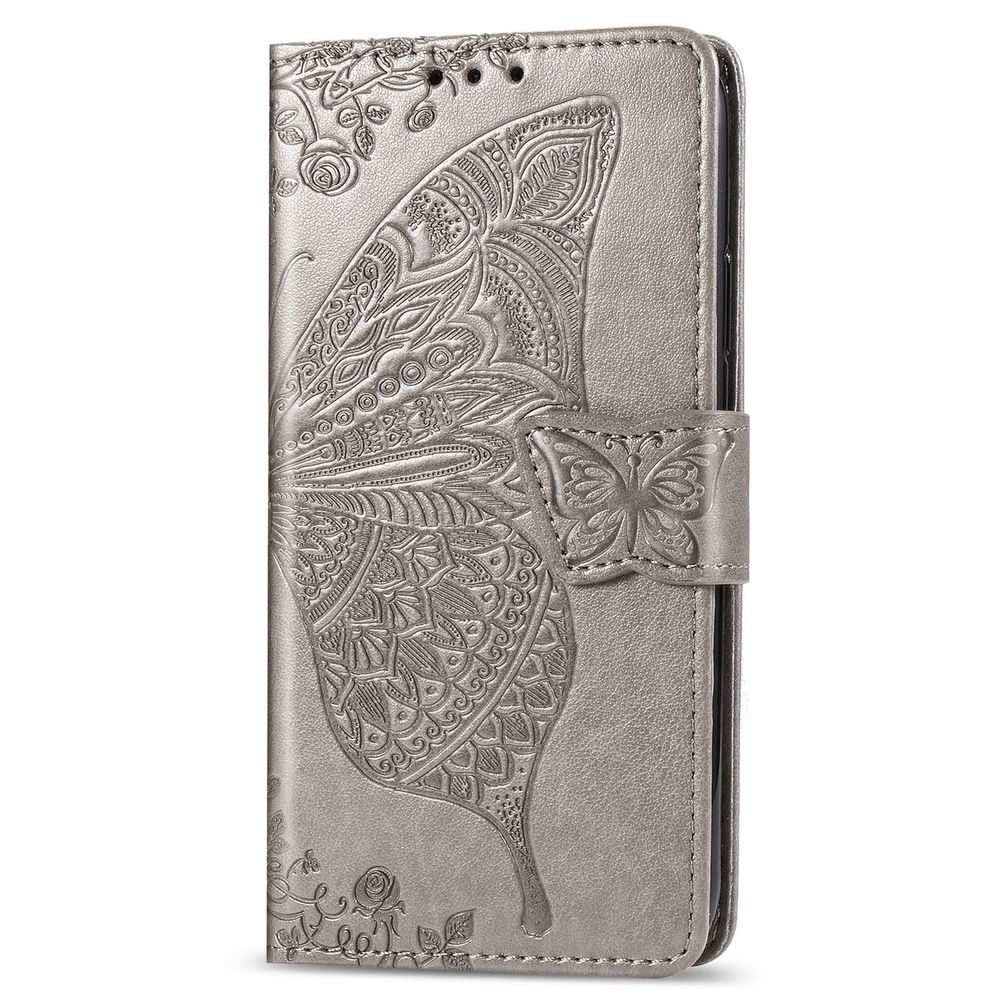 Luxury Embossed Butterfly Leather Wallet Flip Case for MOTO E7
