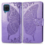 Luxury Embossed Butterfly Leather Wallet Flip Case For Samsung A12