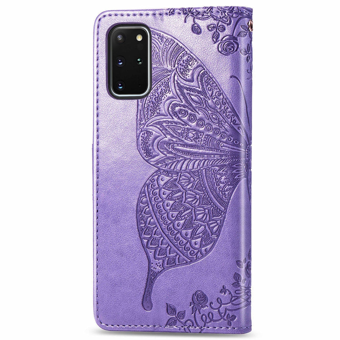 Étui portefeuille de luxe en cuir gaufré papillon pour Samsung Galaxy S20 Plus