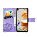 Luxury Embossed Butterfly Leather Wallet Flip Case for LG K61