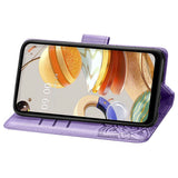 Luxury Embossed Butterfly Leather Wallet Flip Case for LG K61