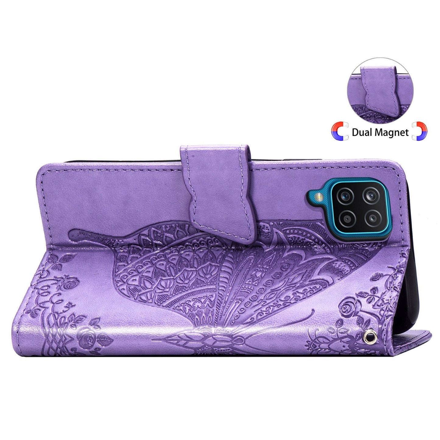 Luxury Embossed Butterfly Leather Wallet Flip Case For Samsung A21S