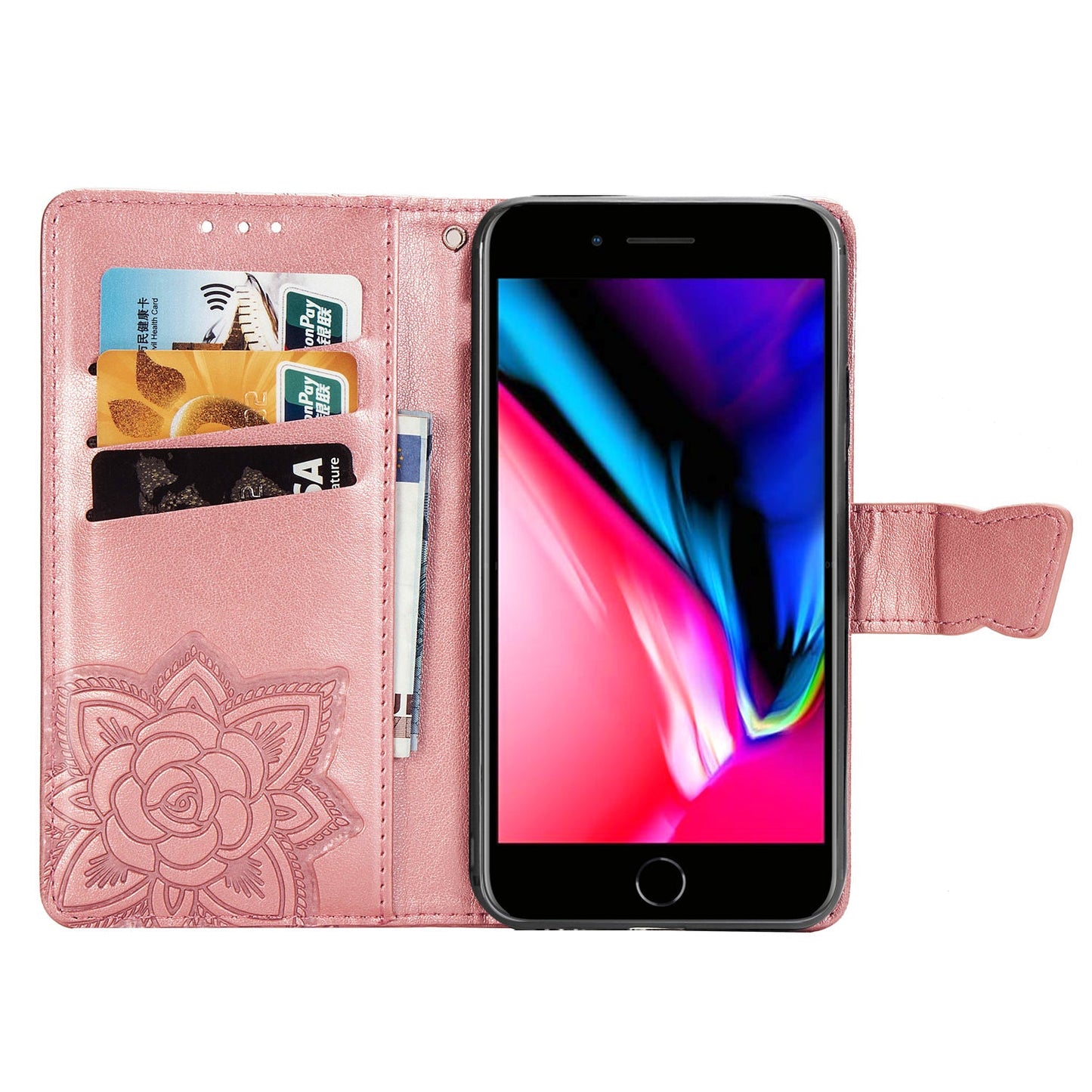 Nouvel Étui Portefeuille à Rabat en Cuir Papillon Gaufré Luxe pour IPHONE 6 Plus/6S Plus