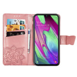 Luxury Embossed Butterfly Leather Wallet Flip Case For Samsung A40