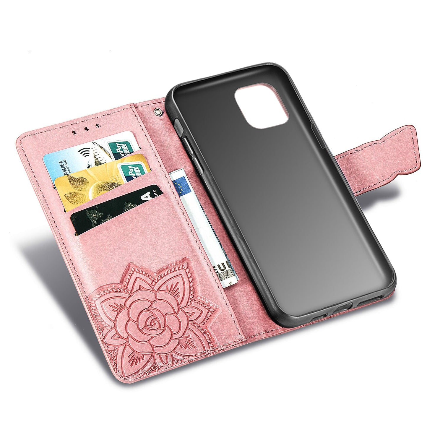 Nouvel étui portefeuille de luxe en cuir gaufré papillon pour IPHONE 11 Pro