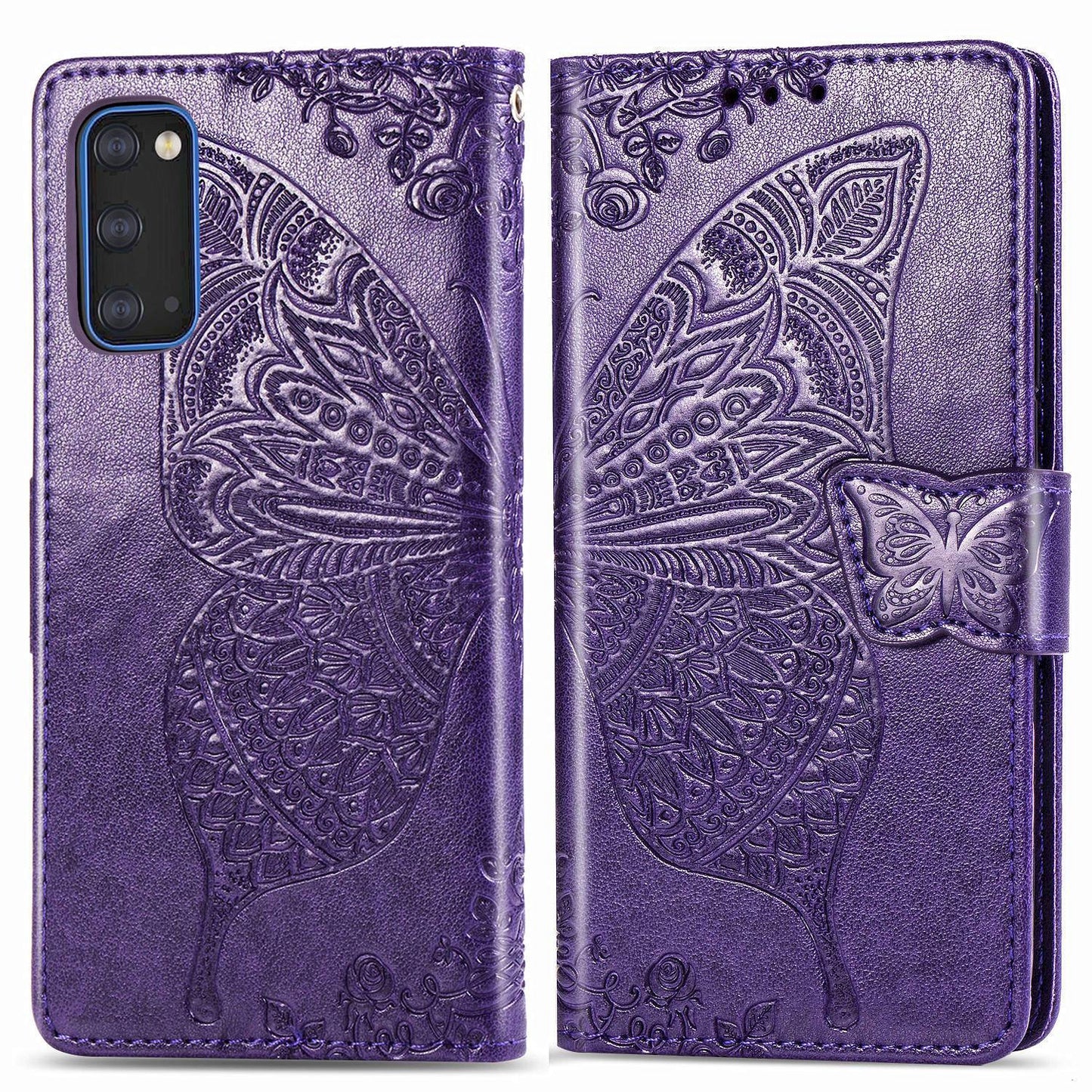 Luxury Embossed Butterfly Leather Wallet Flip Case For Samsung