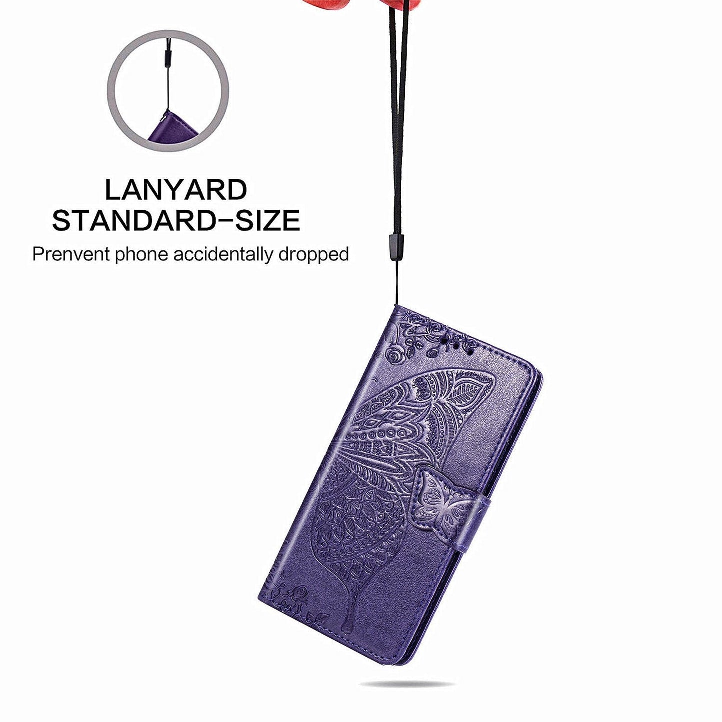 Luxury Embossed Butterfly Leather Wallet Flip Case for MOTO E7