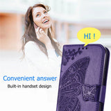 Luxury Embossed Butterfly Leather Wallet Flip Case for MOTO E7