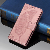 Luxury Embossed Butterfly Leather Wallet Flip Case For Samsung A40