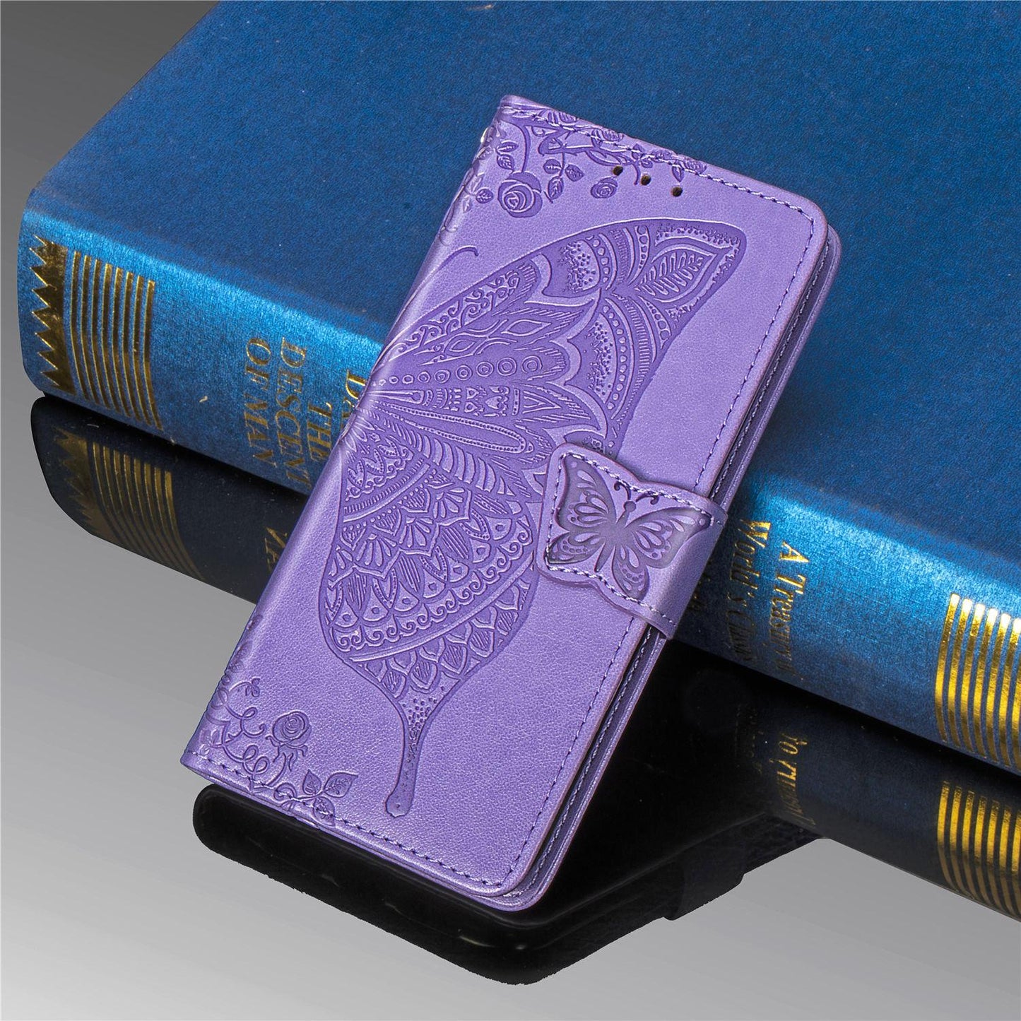 Étui portefeuille de luxe en cuir gaufré papillon pour la série One Plus