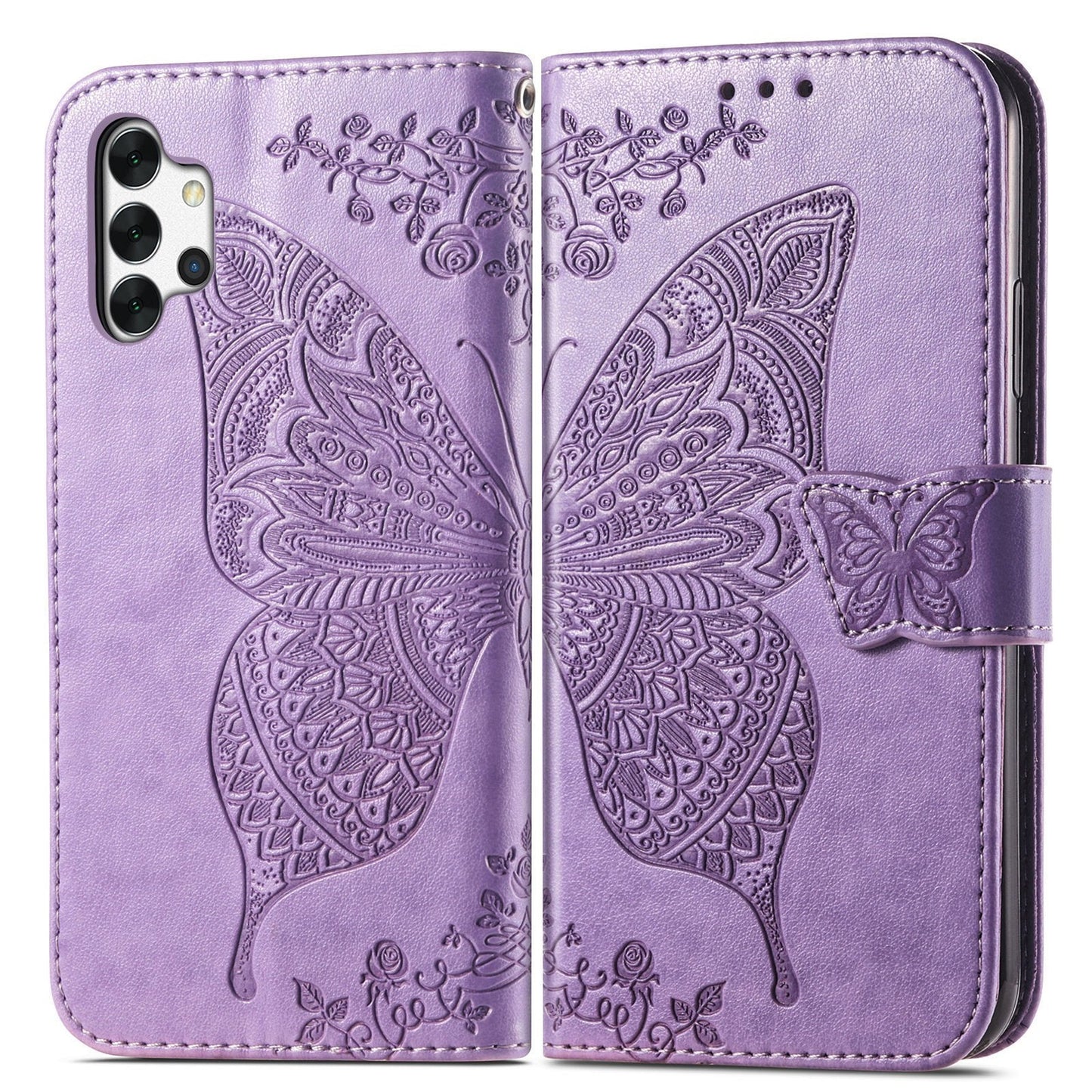 Luxury Embossed Butterfly Leather Wallet Flip Case For Samsung A32