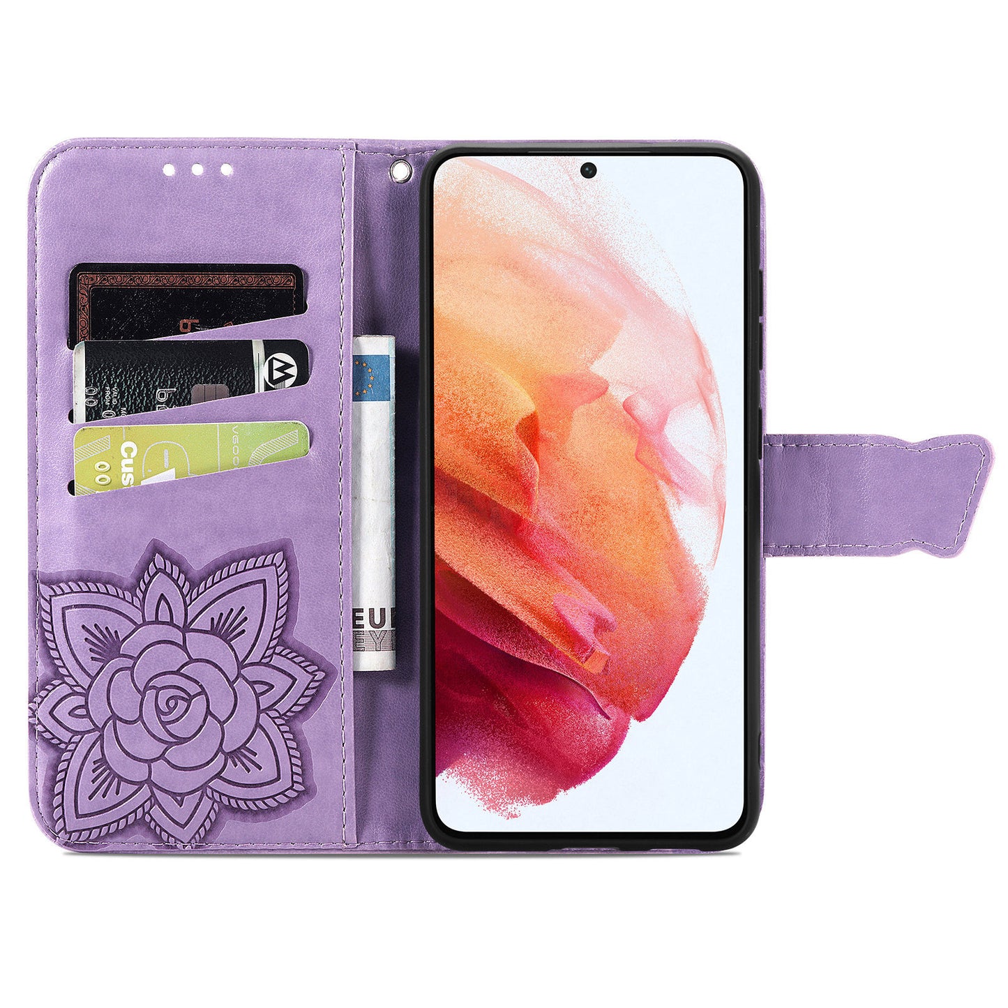 Luxury Embossed Butterfly Leather Wallet Flip Case For Samsung Galaxy S21FE
