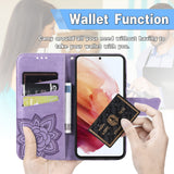 Luxury Embossed Butterfly Leather Wallet Flip Case For Samsung Galaxy S21FE