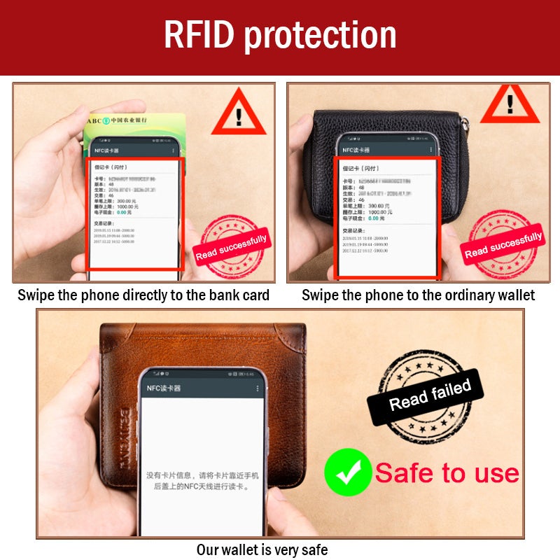 Upgrade RFID Male Genuine Leather Wallets