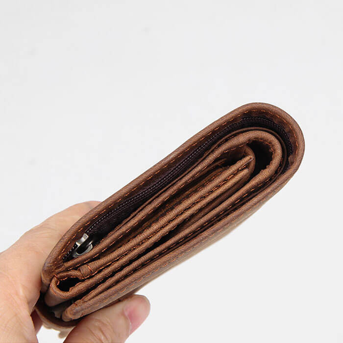 Porte-cartes RFID en cuir véritable, portefeuille homme triptyque