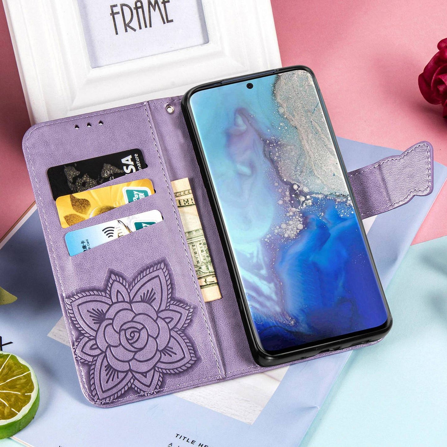 Luxury Embossed Butterfly Leather Wallet Flip Case For Samsung A21S