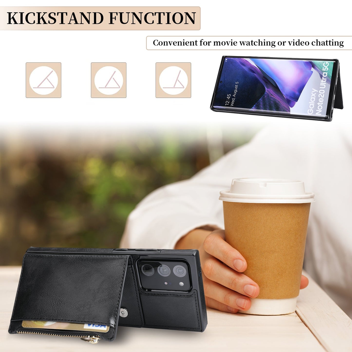 New Upgrade Multifunctional Wallet Zipper Phone Case  For Samsung Note20 Ultra