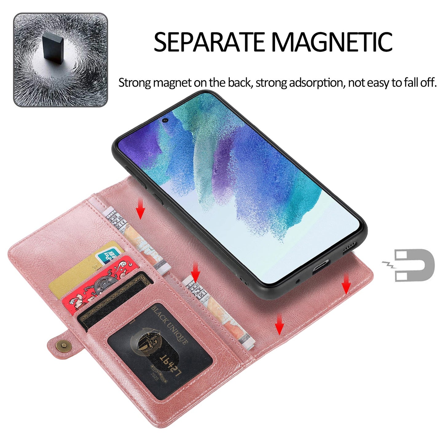 Multifunctional Split Magnetic Wallet Phone Case For Samsung S21FE