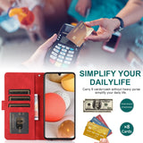 Luxury Skin Feel Multi-card Zipper Leather Case For Samsung A42