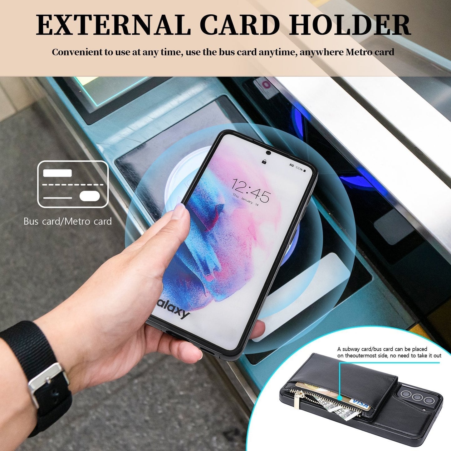 New Upgrade Multifunctional Wallet Zipper Phone Case  For Samsung S21FE