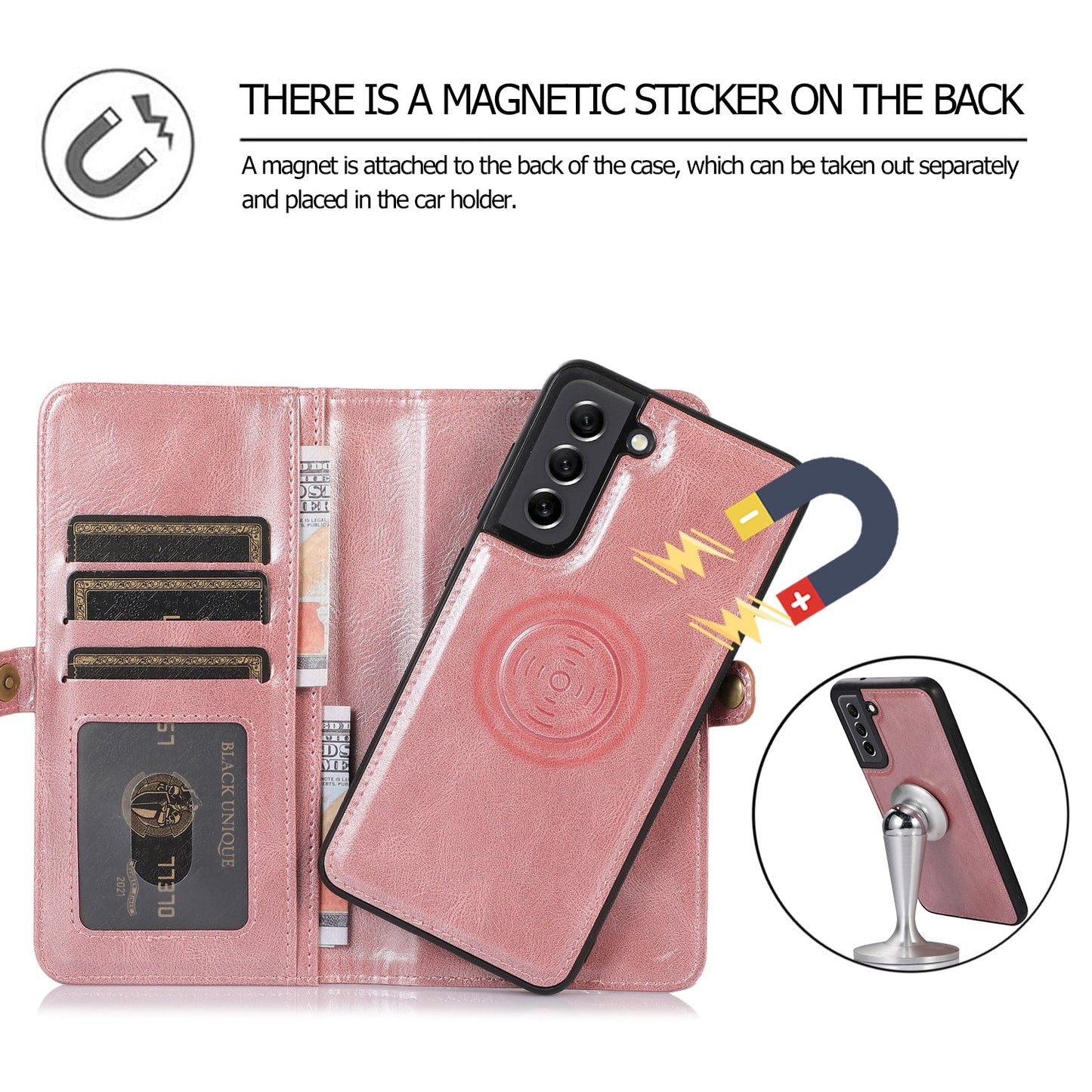 Multifunctional Split Magnetic Wallet Phone Case For Samsung S21FE