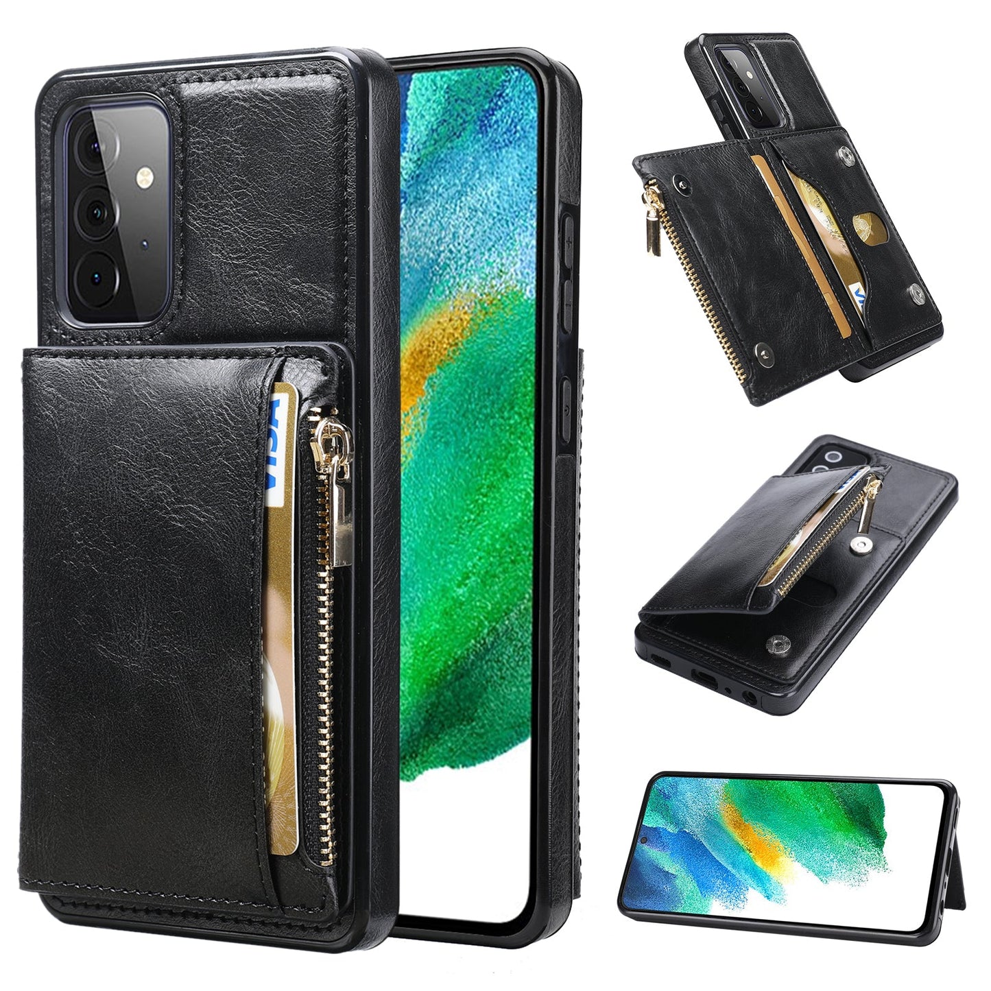 Nouvelle Housse de Téléphone Multifonctionnelle à Glissière pour Samsung A52 5G