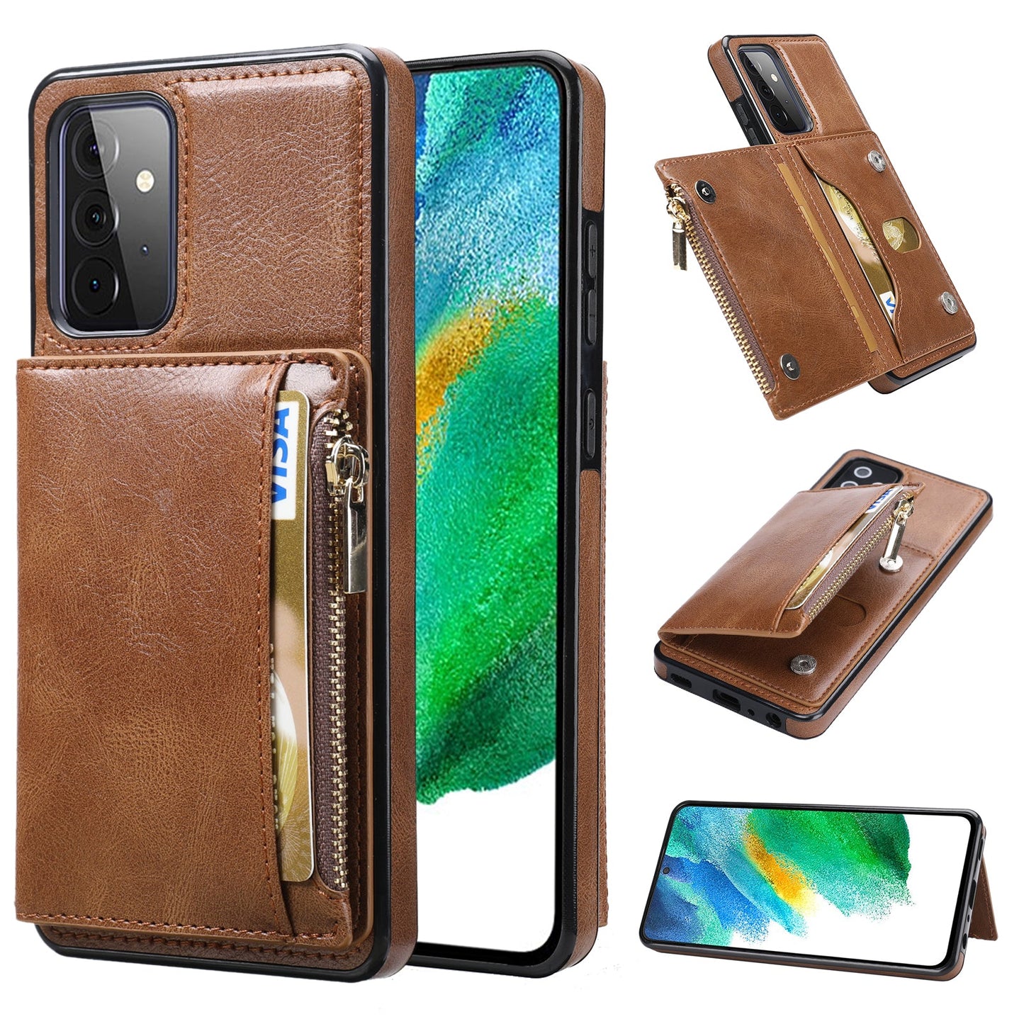 Nouvelle Housse de Téléphone Multifonctionnelle à Glissière pour Samsung A52 5G