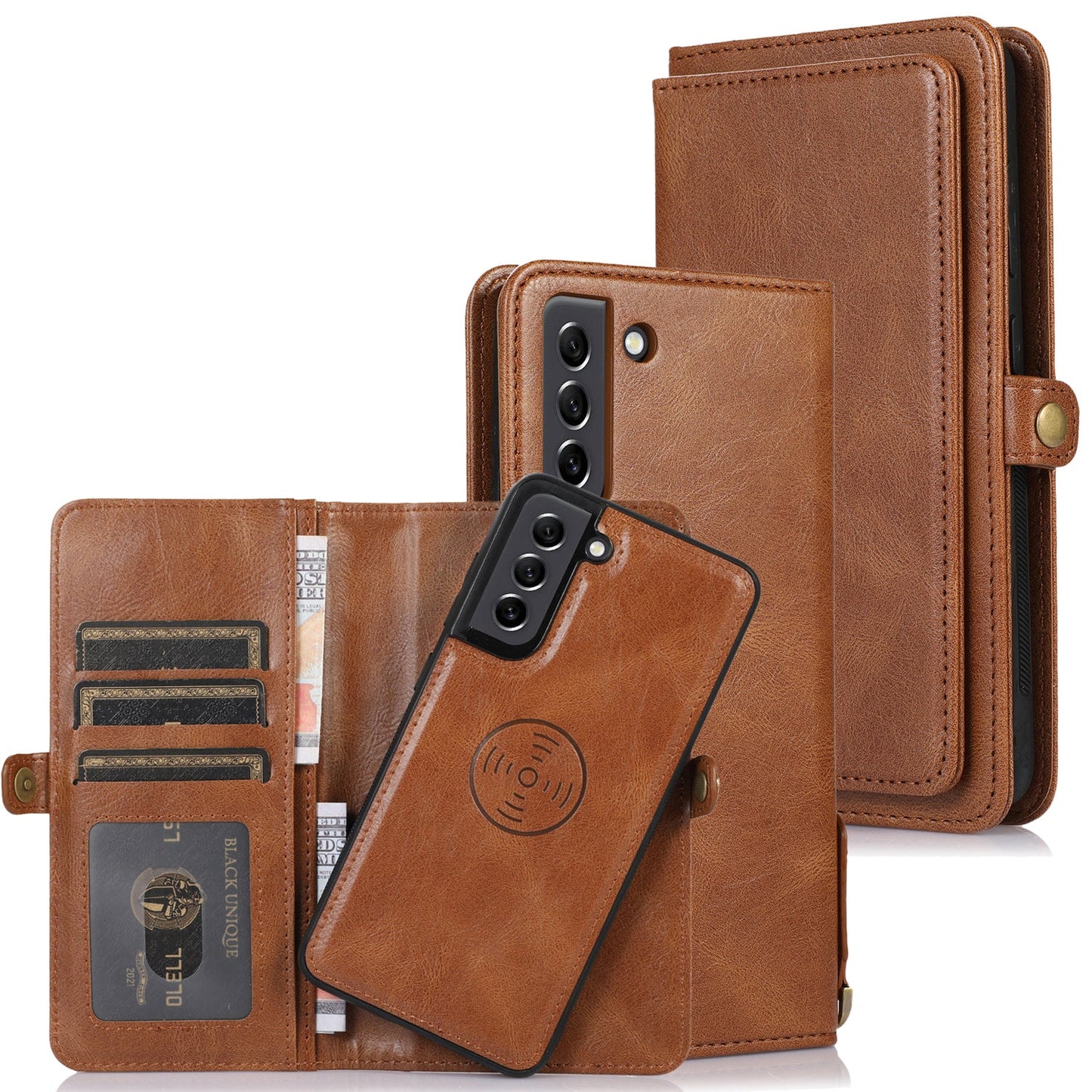 Multifunctional Split Magnetic Wallet Phone Case For Samsung S21FE