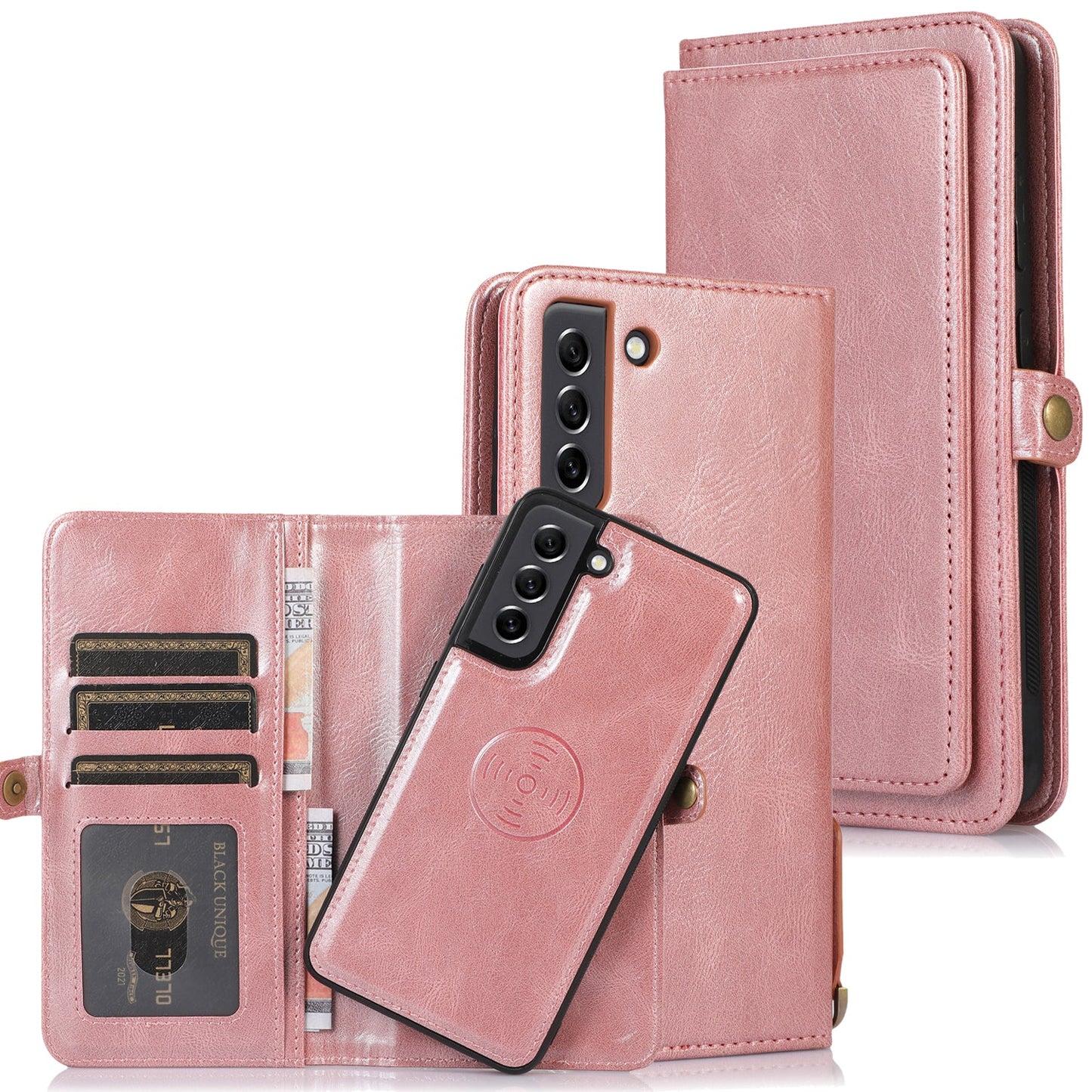 Multifunctional Split Magnetic Wallet Phone Case For Samsung S21FE