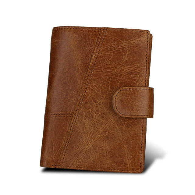 Porte-cartes RFID en cuir véritable, portefeuille homme triptyque