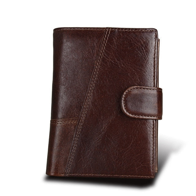 Porte-cartes RFID en cuir véritable, portefeuille homme triptyque