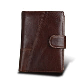 RFID Genuine Leather Card Holder Trifold Men Wallet