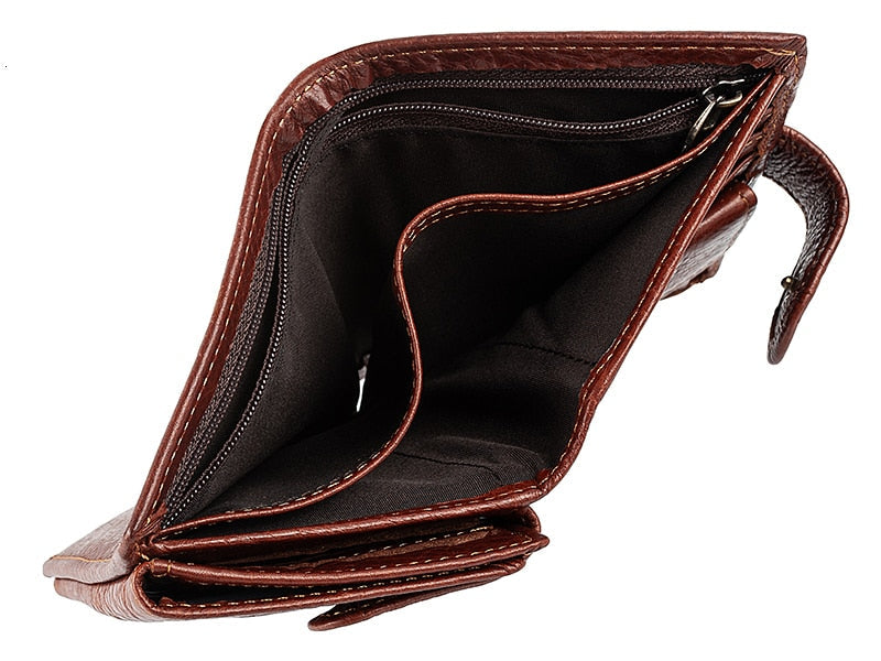 Porte-cartes RFID en cuir véritable, portefeuille homme triptyque