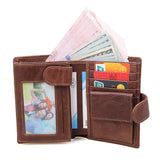 RFID Genuine Leather Card Holder Trifold Men Wallet