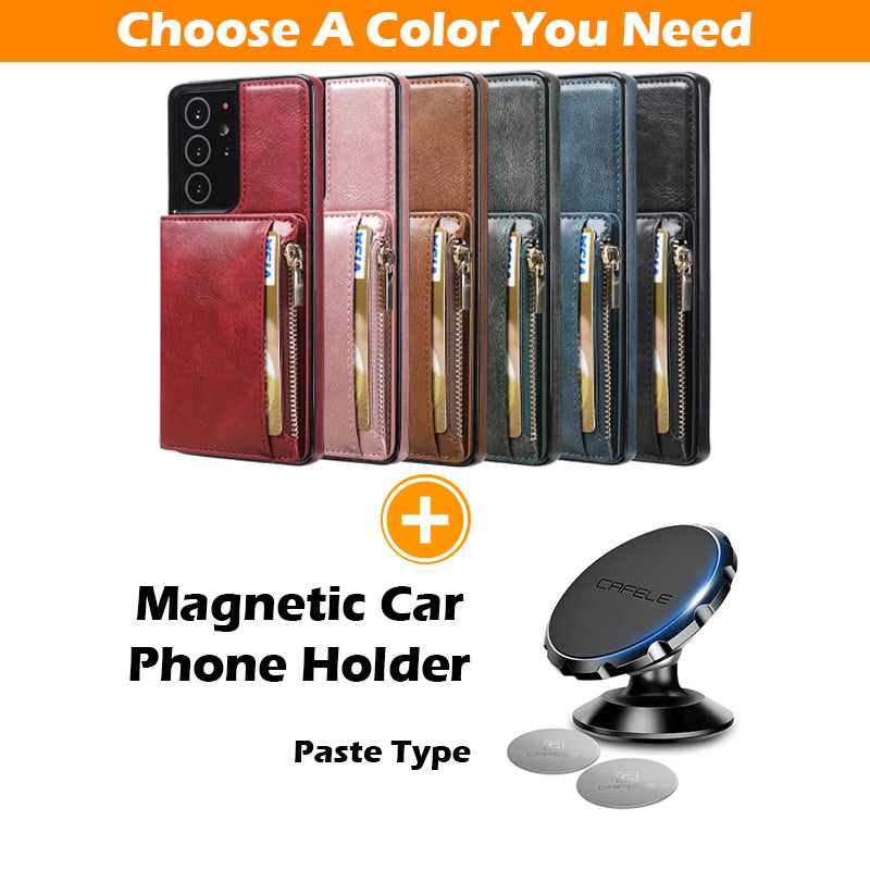New Upgrade Multifunctional Wallet Zipper Phone Case  For Samsung S21 Ultra 5G