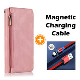 Luxury Skin Feel Multi-card Zipper Leather Case For Samsung A21S