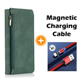 Luxury Skin Feel Multi-card Zipper Leather Case For Samsung Note10