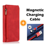 Luxury Skin Feel Multi-card Zipper Leather Case For Samsung Note20 Ultra