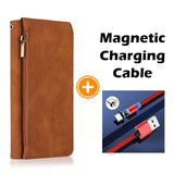 Luxury Skin Feel Multi-card Zipper Leather Case For Samsung S20